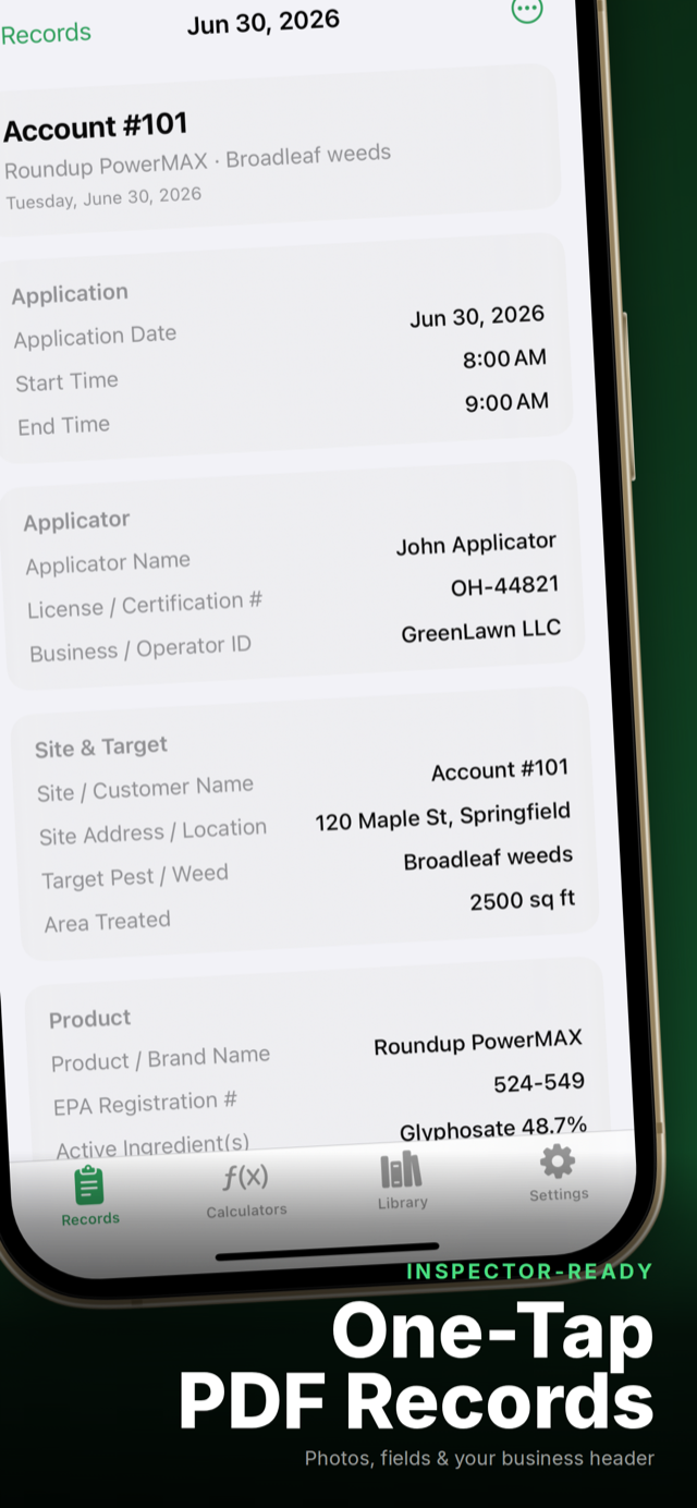 PesticideLogs state-required fields